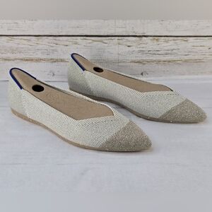 Rothy's The Pointed Toe Knit Ballet Flats Diamond Metallic Women's Size 6